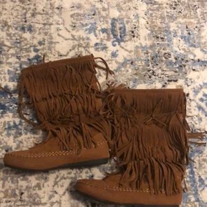 Fringe high boot